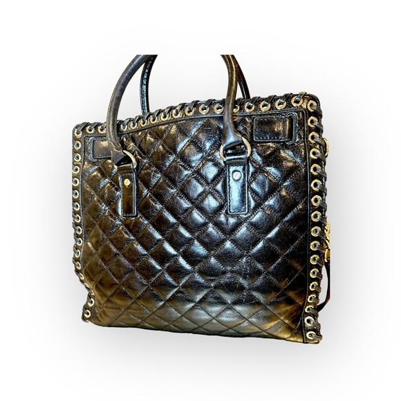 Michael Kors Black Quilted Leather Hippie Grommet Handbag - Picture 7 of 13